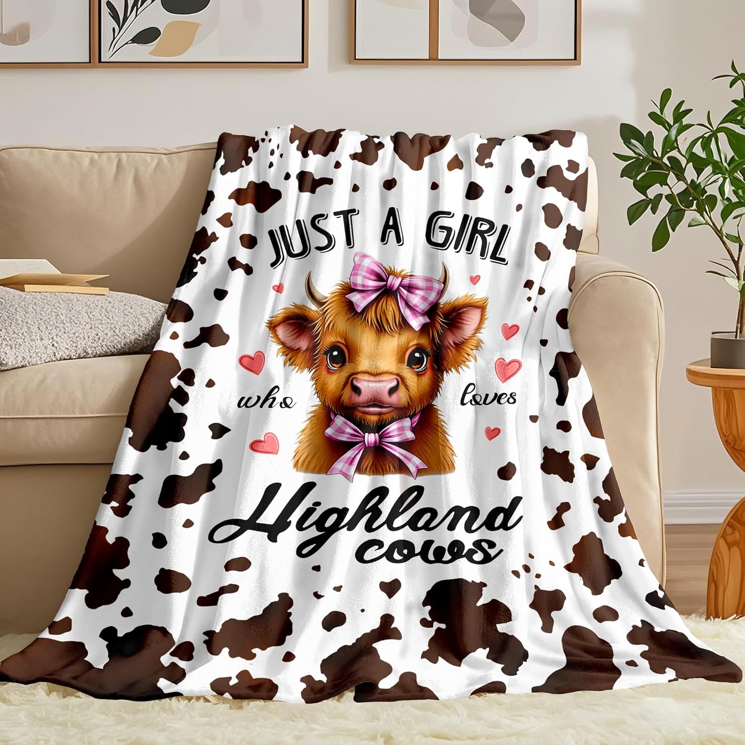 Christian Gifts for Women Inspirational Bible Verse Blanket Religious Scripture Prayer Faith Throw Blanket Soft Flannel Healing Blanket Brown - Highland Cow 50x40